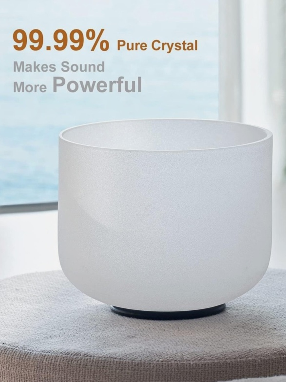 10 Inch F Note Heart Chakra Frosted Quartz Crystal Singing Bowl with Mallet - Picture 3 of 8